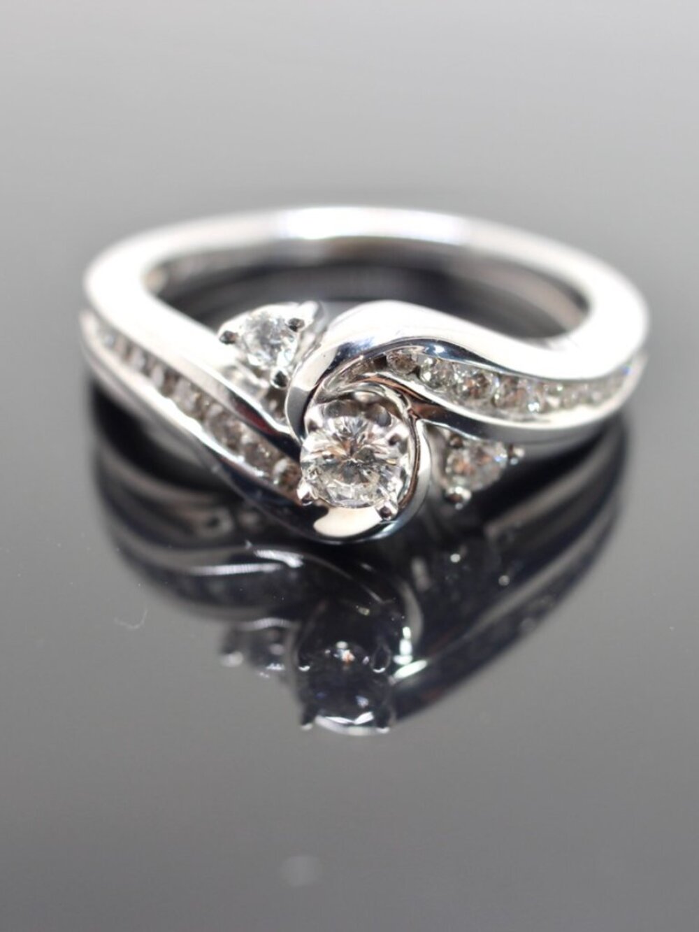 NATURAL 0.40 CTW DIAMOND ENGAGEMENT WITH ENHANCER BAND 14K WHITE GOLD SIZE 9.75